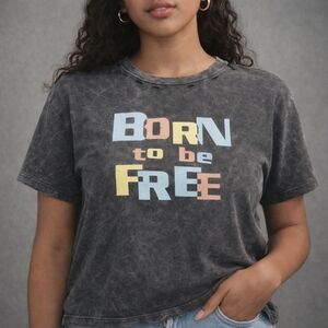 Vintage Canvas “Born to Be Free” Distressed Graphic Tee